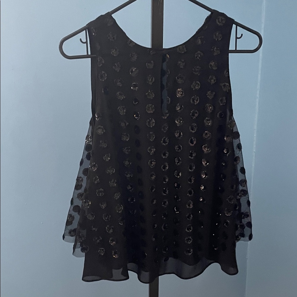 Gorgeous Anthropologie Black Sequin Dot Swing Top LN